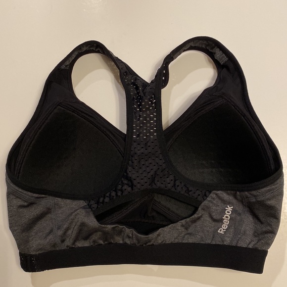 Reebok vent mesh & keyhole sports bra molded cups Small / Extra Small gray black - Picture 4 of 14